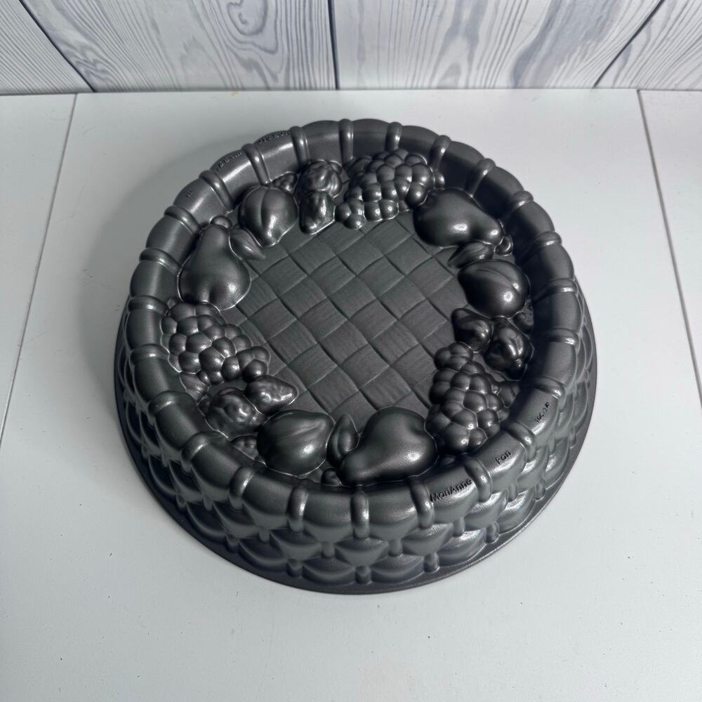Nordic Ware Marianne Cake Pan Cast Aluminum Fruit Lattice Harvest Basket Weave